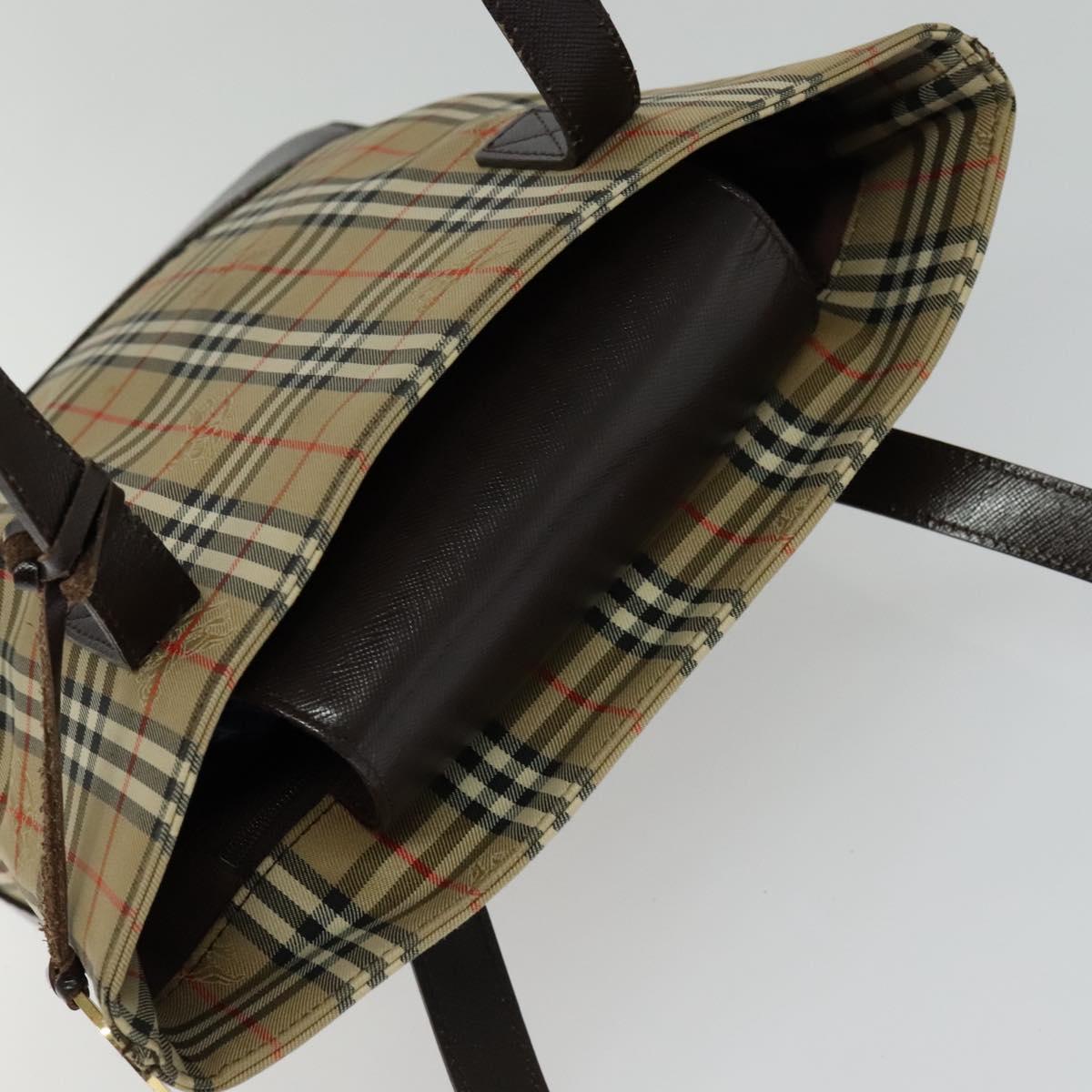 Burberry Nova Check Beige Canvas Shoulder Bag (Pre-Owned)