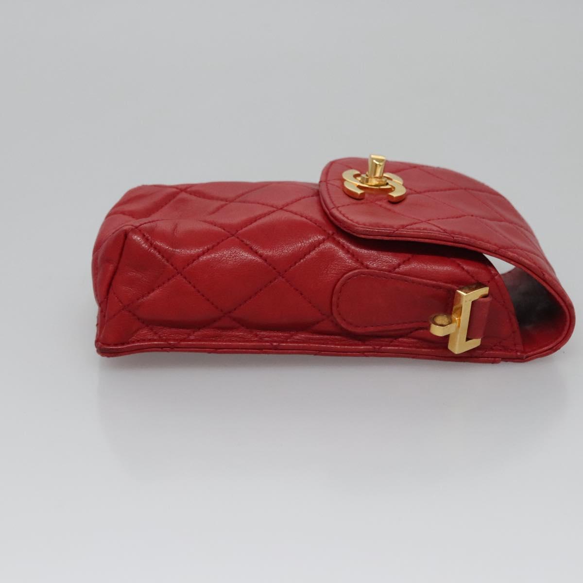 Chanel Phone Case Red Leather Clutch Bag (Pre-Owned)