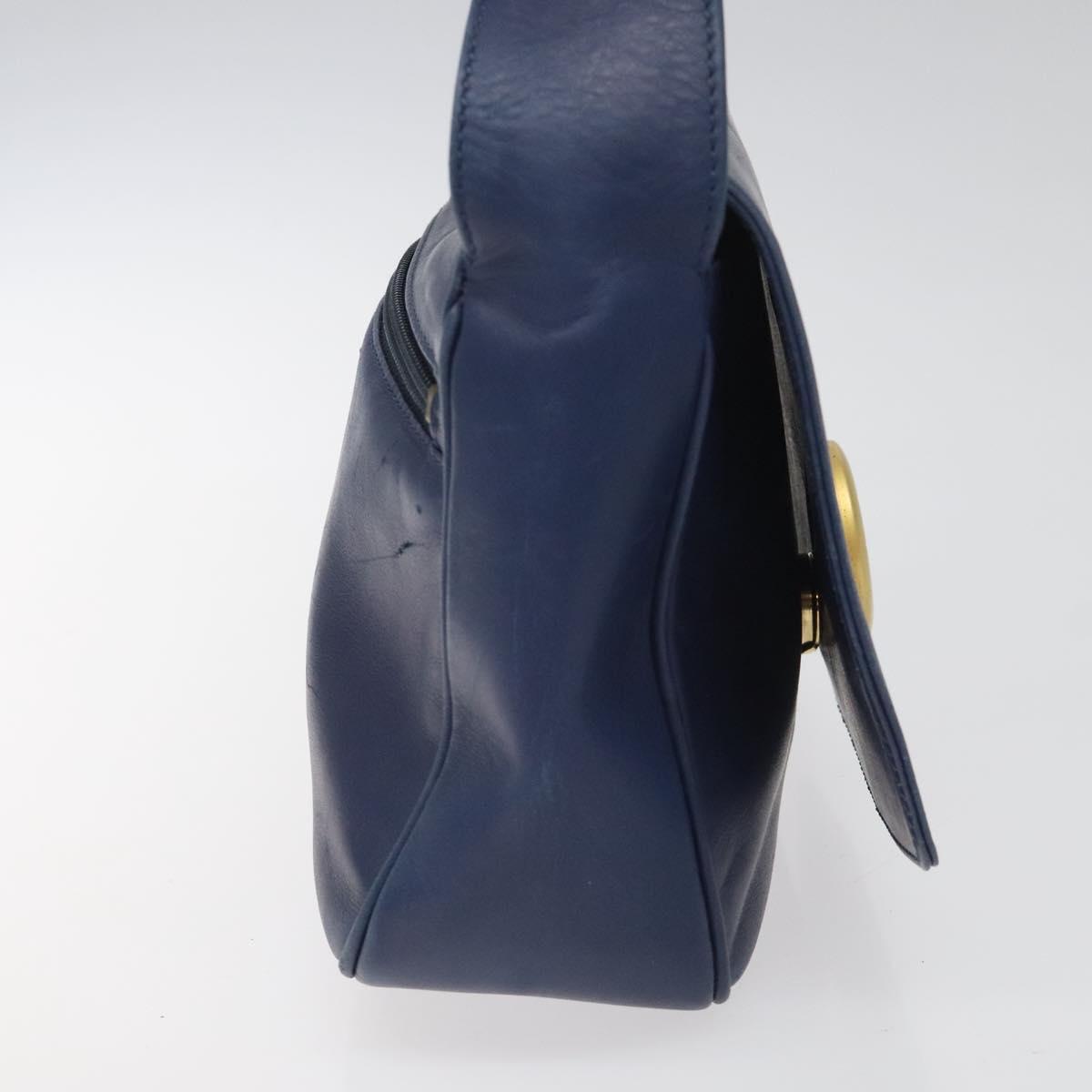Céline Logo Du Cercle Blue Leather Shoulder Bag (Pre-Owned)