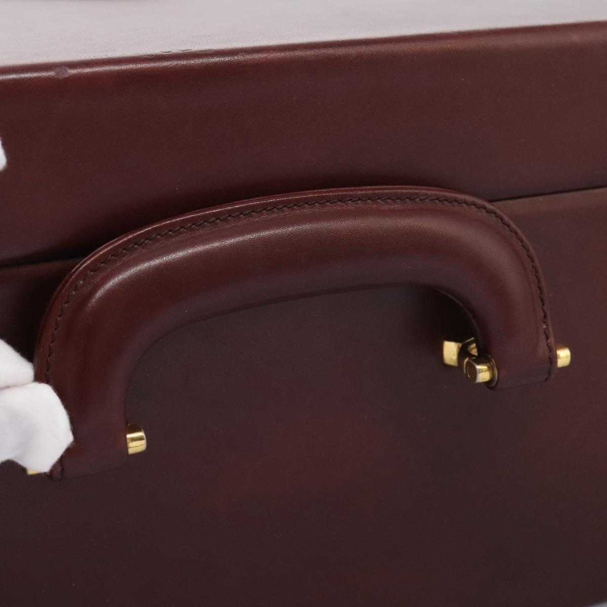Cartier Must De Cartier Burgundy Leather Travel Bag (Pre-Owned)