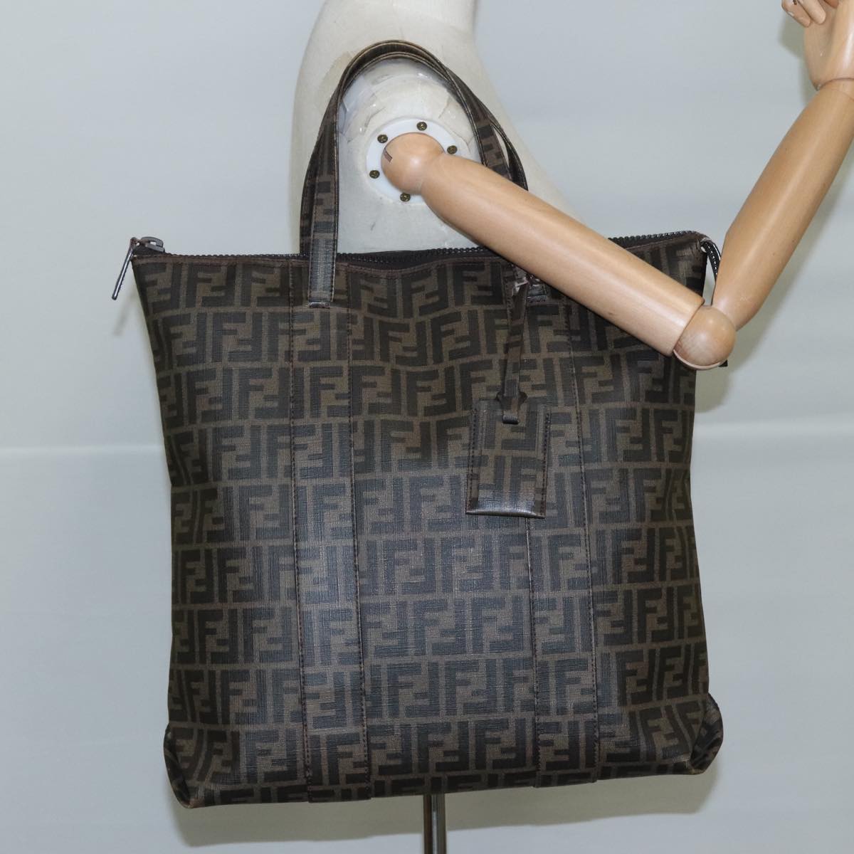 Fendi Zucca Brown Canvas Tote Bag (Pre-Owned)