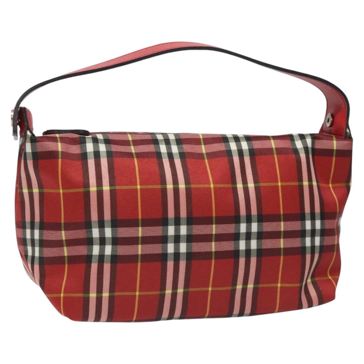 Burberry Nova Check Red Synthetic Handbag (Pre-Owned)