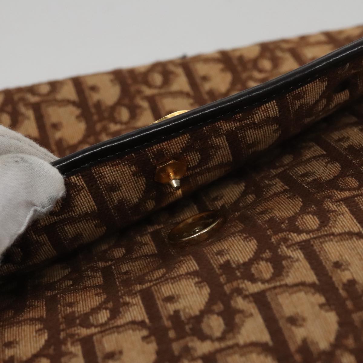 Dior Trotter Brown Canvas Shoulder Bag (Pre-Owned)