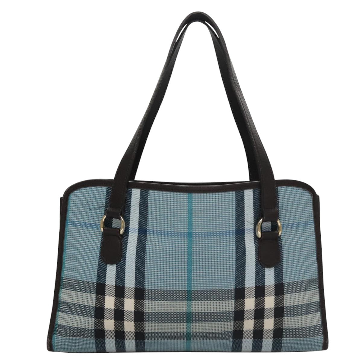 Burberry Nova Check Blue Canvas Handbag (Pre-Owned)