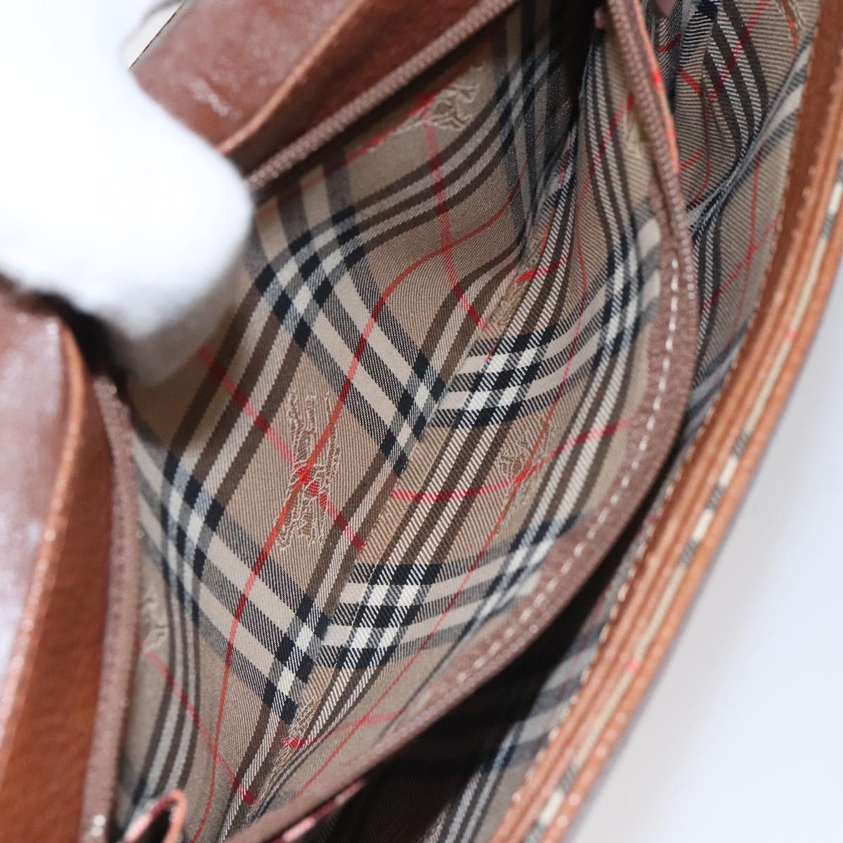 Burberry Nova Check Brown Leather Shoulder Bag (Pre-Owned)