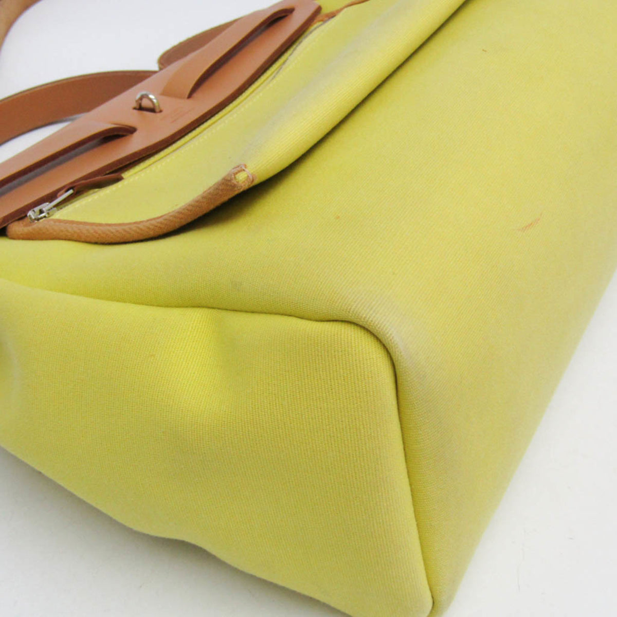 Hermes Herbag Zip Verso Leather And Toile Yellow Canvas Handbag (Pre-Owned)