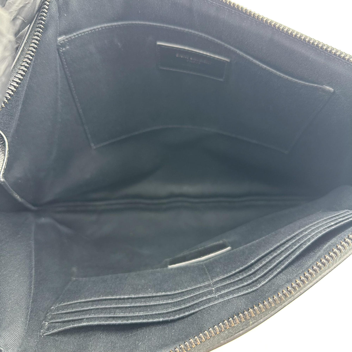 Saint Laurent Zipped Document Holder Leather Black Leather Briefcase Bag (Pre-Owned)