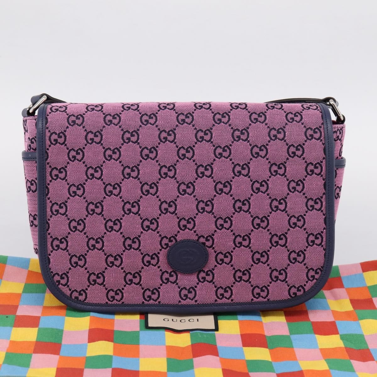 Gucci Children's Messenger Gg Canvas Pink Canvas Handbag (Pre-Owned)