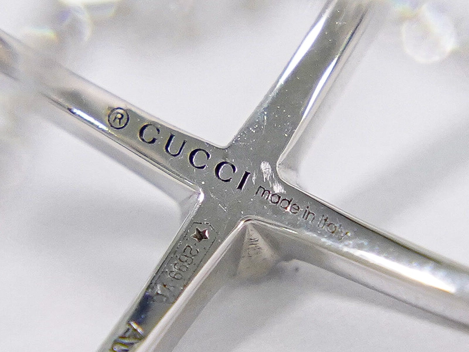 Gucci Gg Running Cross 18K White Gold And Pave Diamonds White White_Gold Ring Jewelry (Pre-Owned)