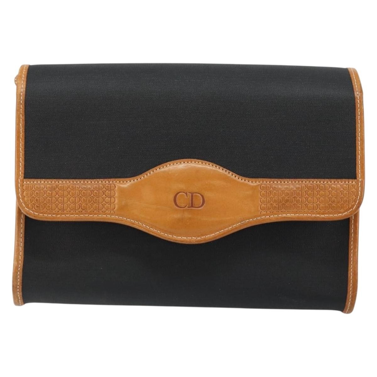 Christian Dior Vintage Cd Logo Leather Black Leather Shoulder Bag Bag (Pre-Owned)