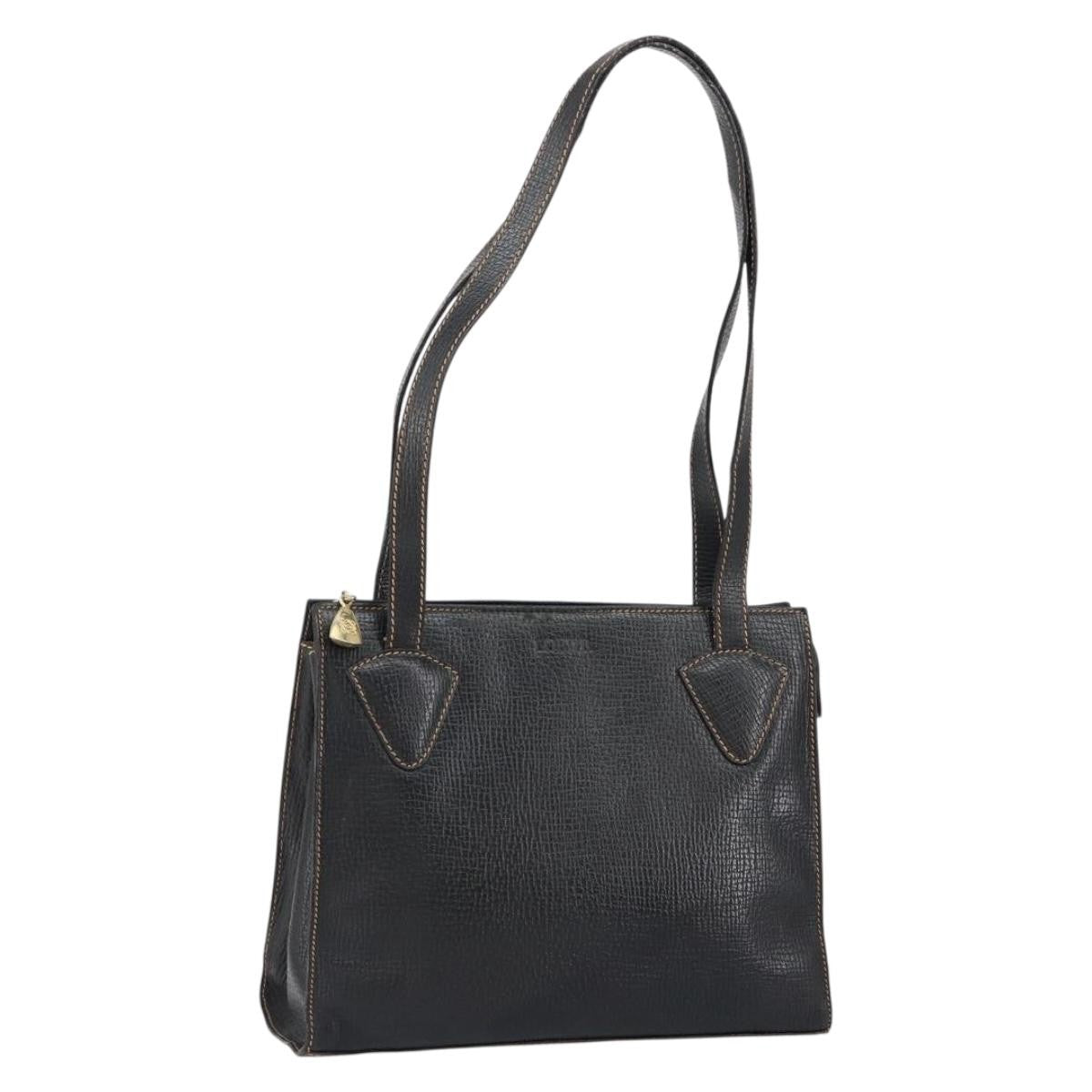 Loewe Tote Leather Black Leather Tote Bag Bag (Pre-Owned)