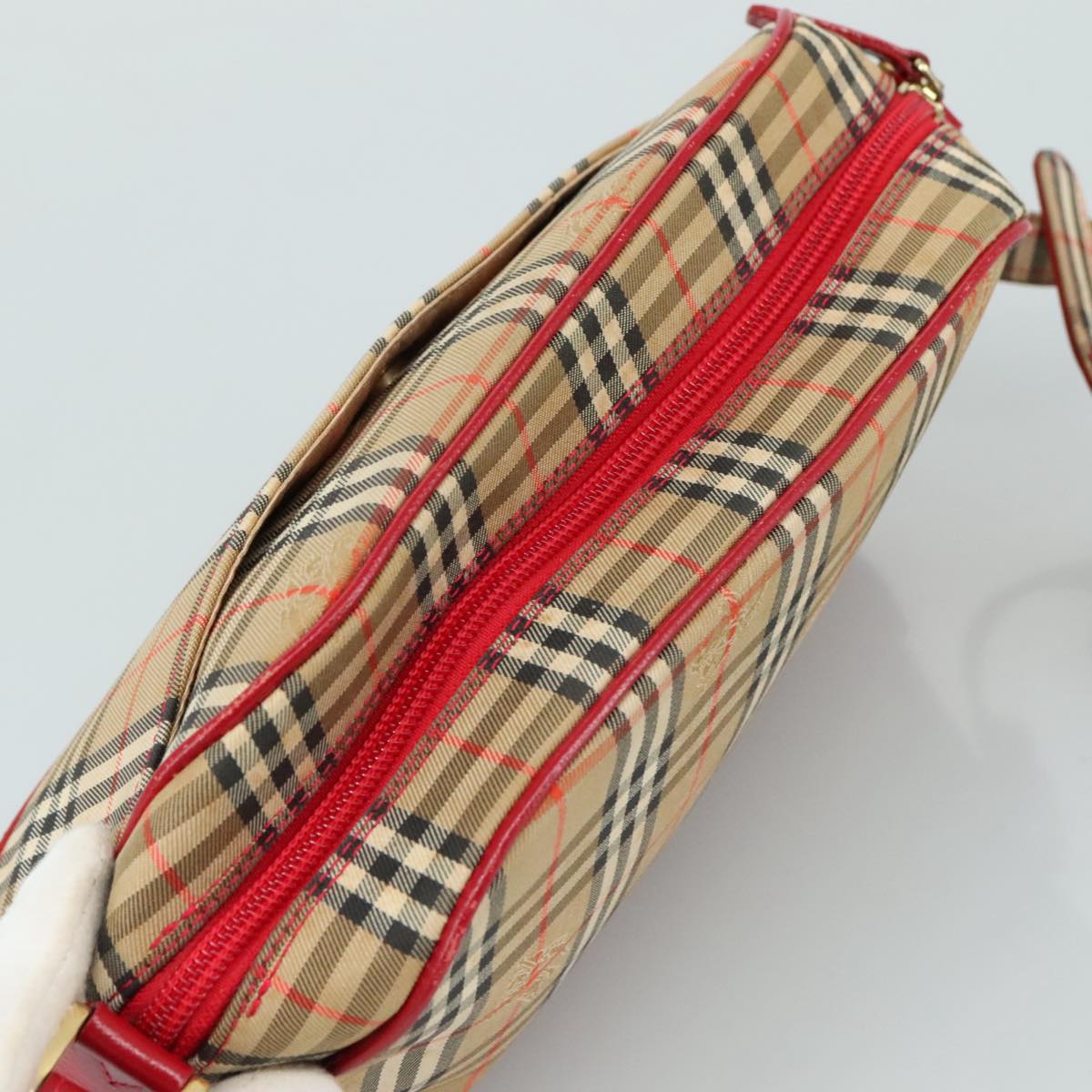 Burberry Nova Check Beige Canvas Shoulder Bag (Pre-Owned)
