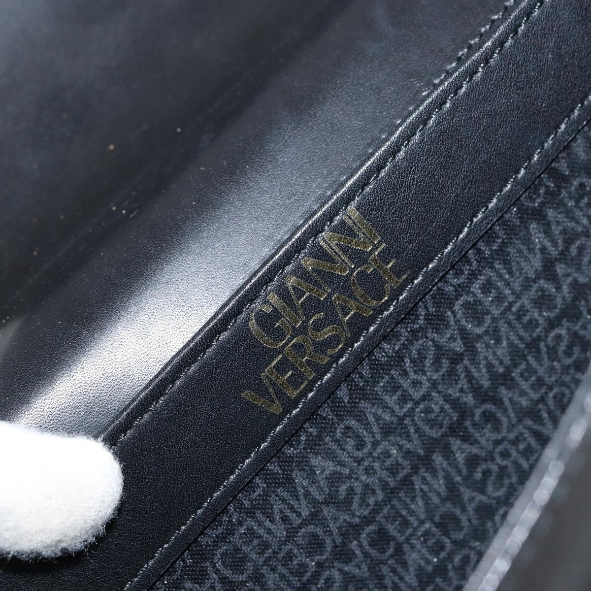 Versace Vintage Leather Black Leather Handbag (Pre-Owned)