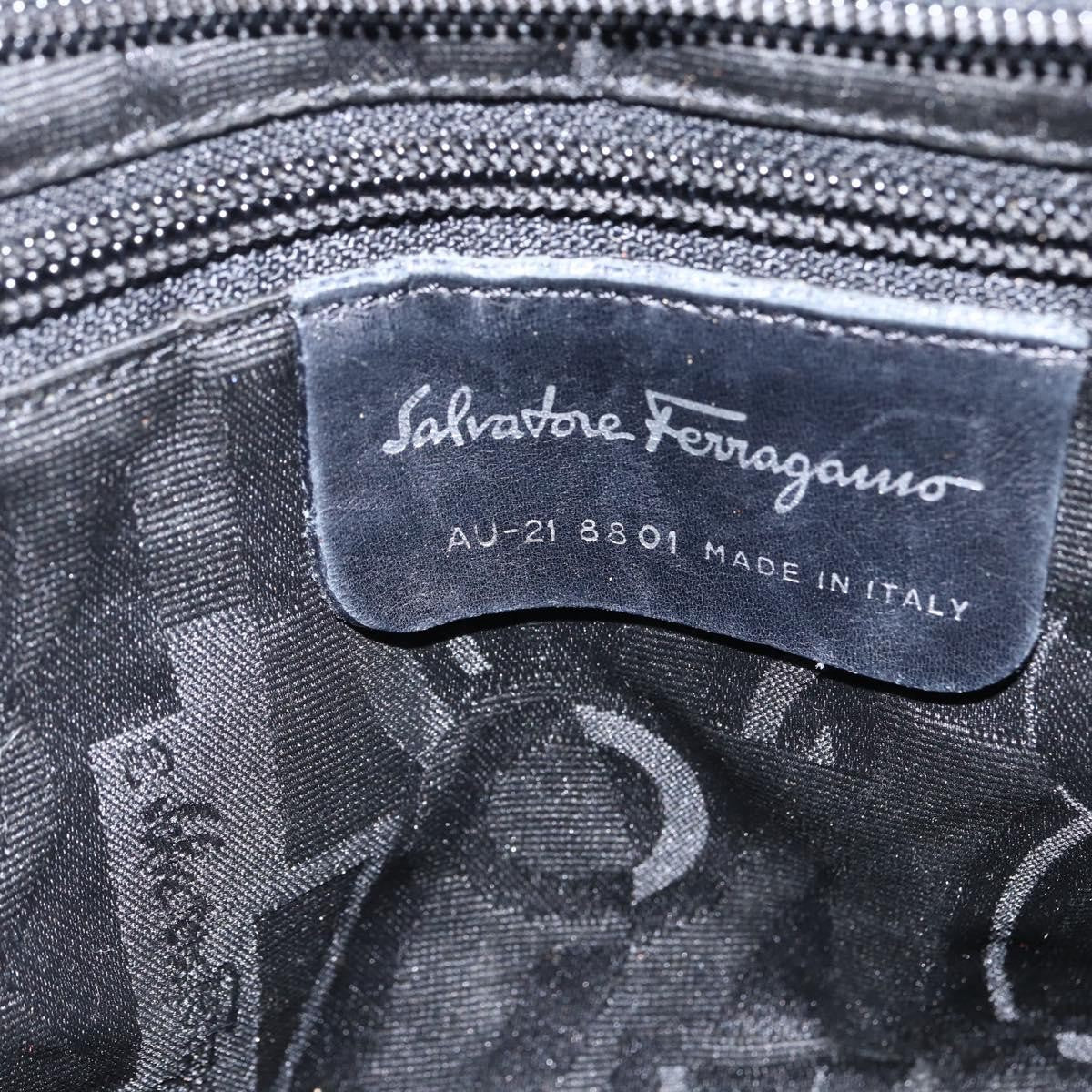 Salvatore Ferragamo Shoulder Bag Canvas Black Canvas Shoulder Bag Bag (Pre-Owned)