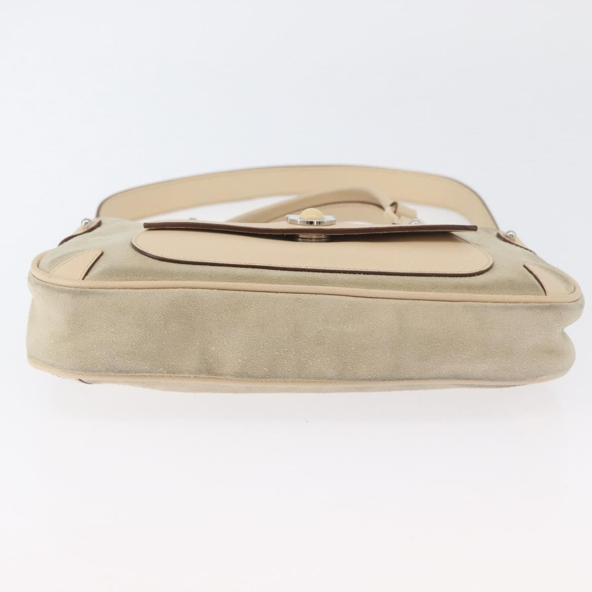 Salvatore Ferragamo Gancini Suede Beige Suede Handbag (Pre-Owned)