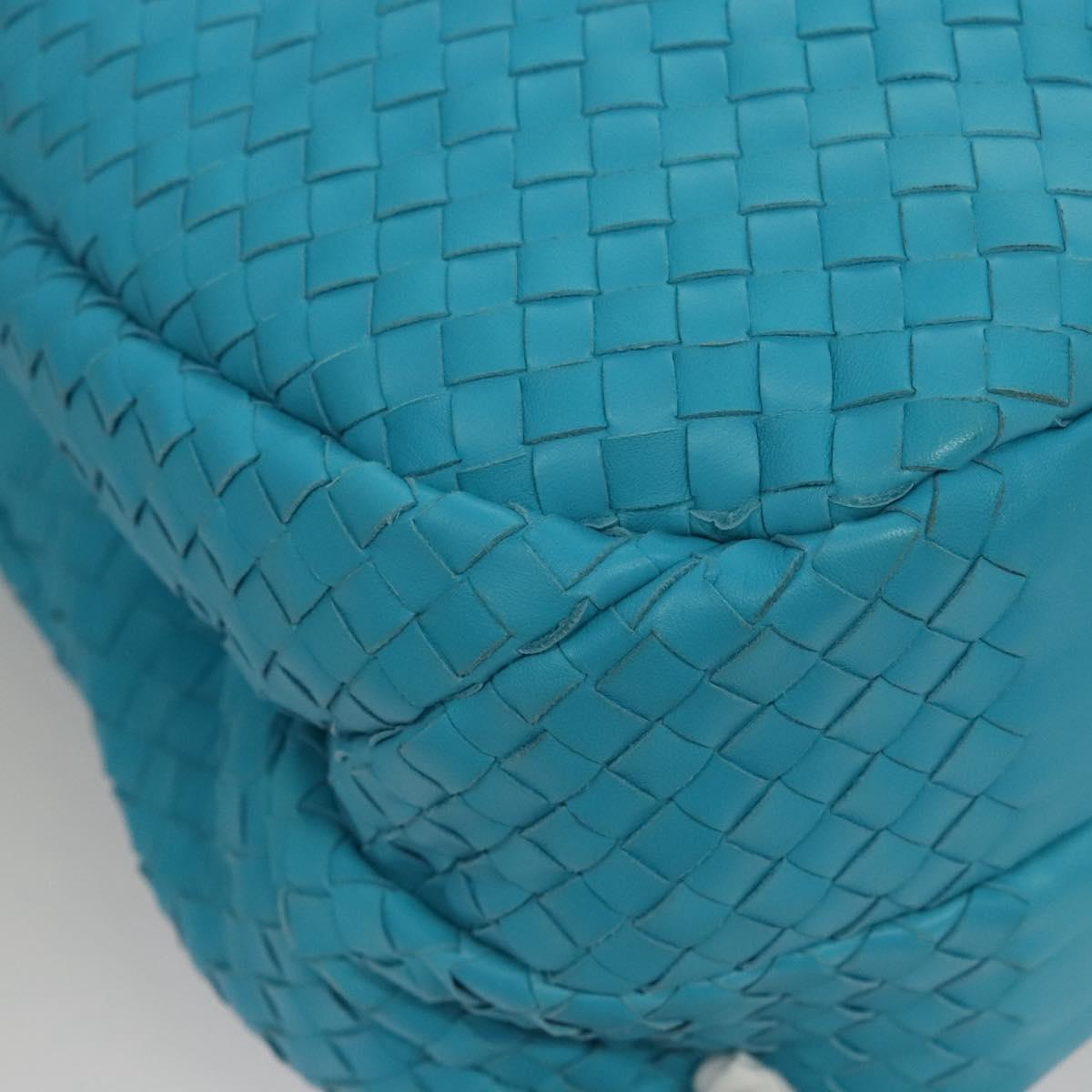 Bottega Veneta Intrecciato Blue Leather Handbag (Pre-Owned)