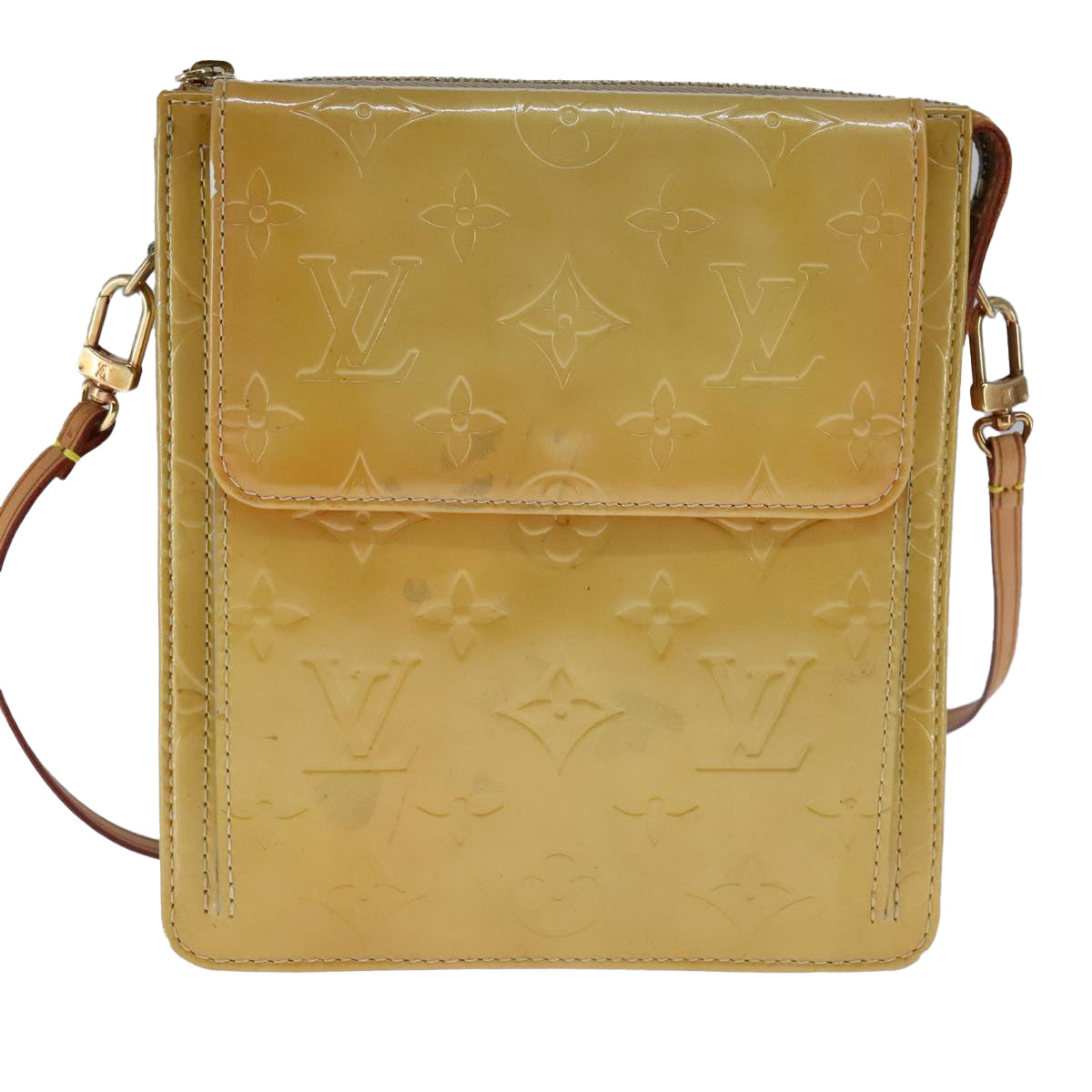 Louis Vuitton Mott Beige Patent Leather Clutch Bag (Pre-Owned)