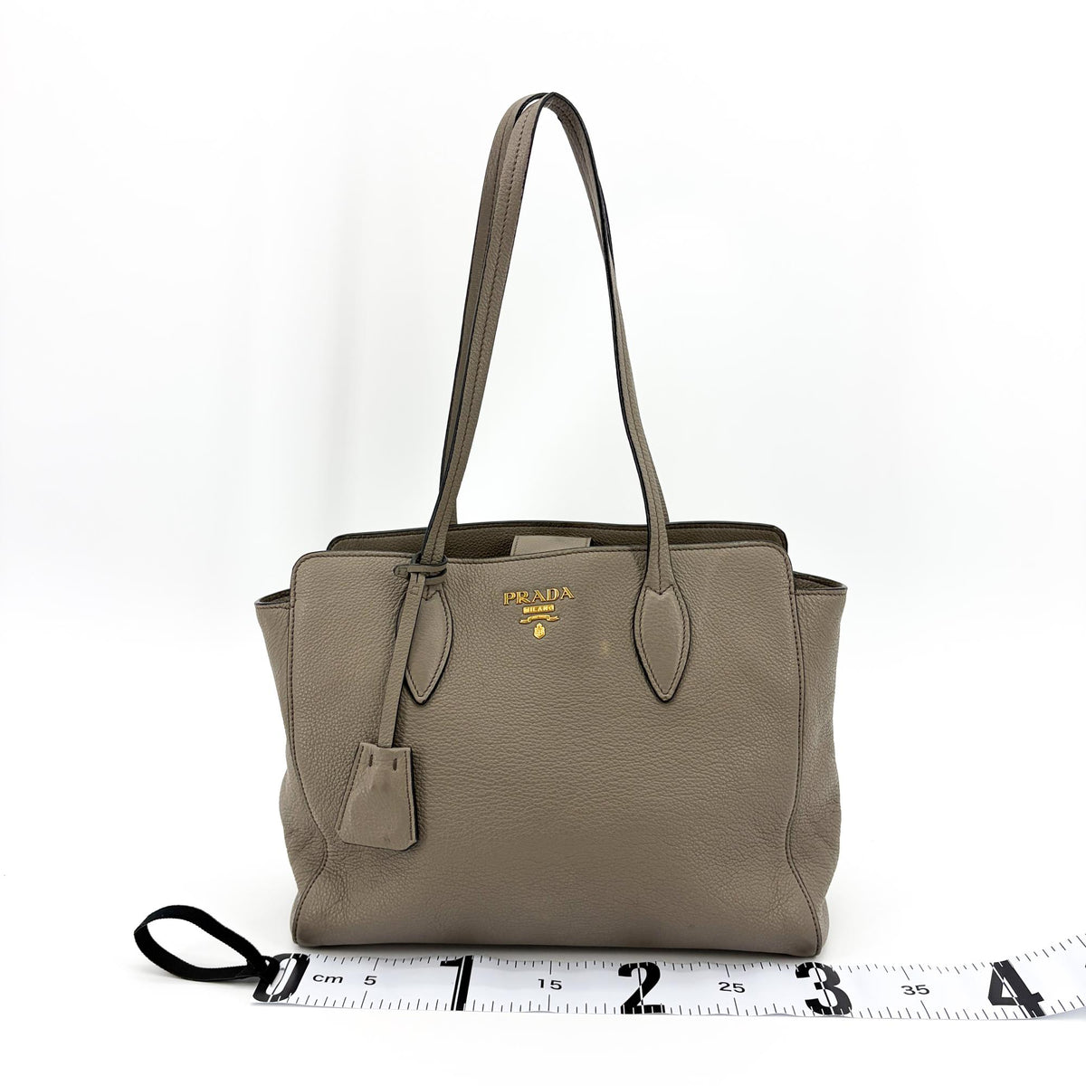Prada Shoulder Bag Leather Gray Calfskin Shoulder Bag Bag (Pre-Owned)
