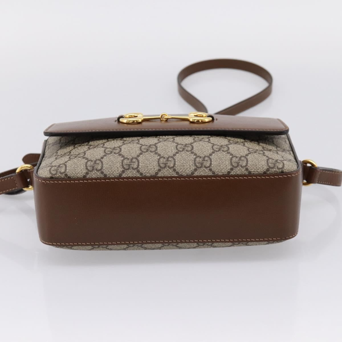 Gucci Horsebit 1955 Flap Pocket Camera Gg Coated Canvas And Leather Beige Canvas Shoulder Bag Bag (Pre-Owned)