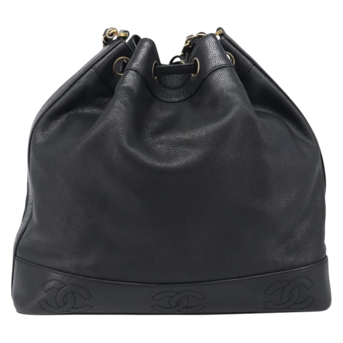 Chanel Vintage Cc Drawstring Bucket Caviar Black Leather Handbag (Pre-Owned)