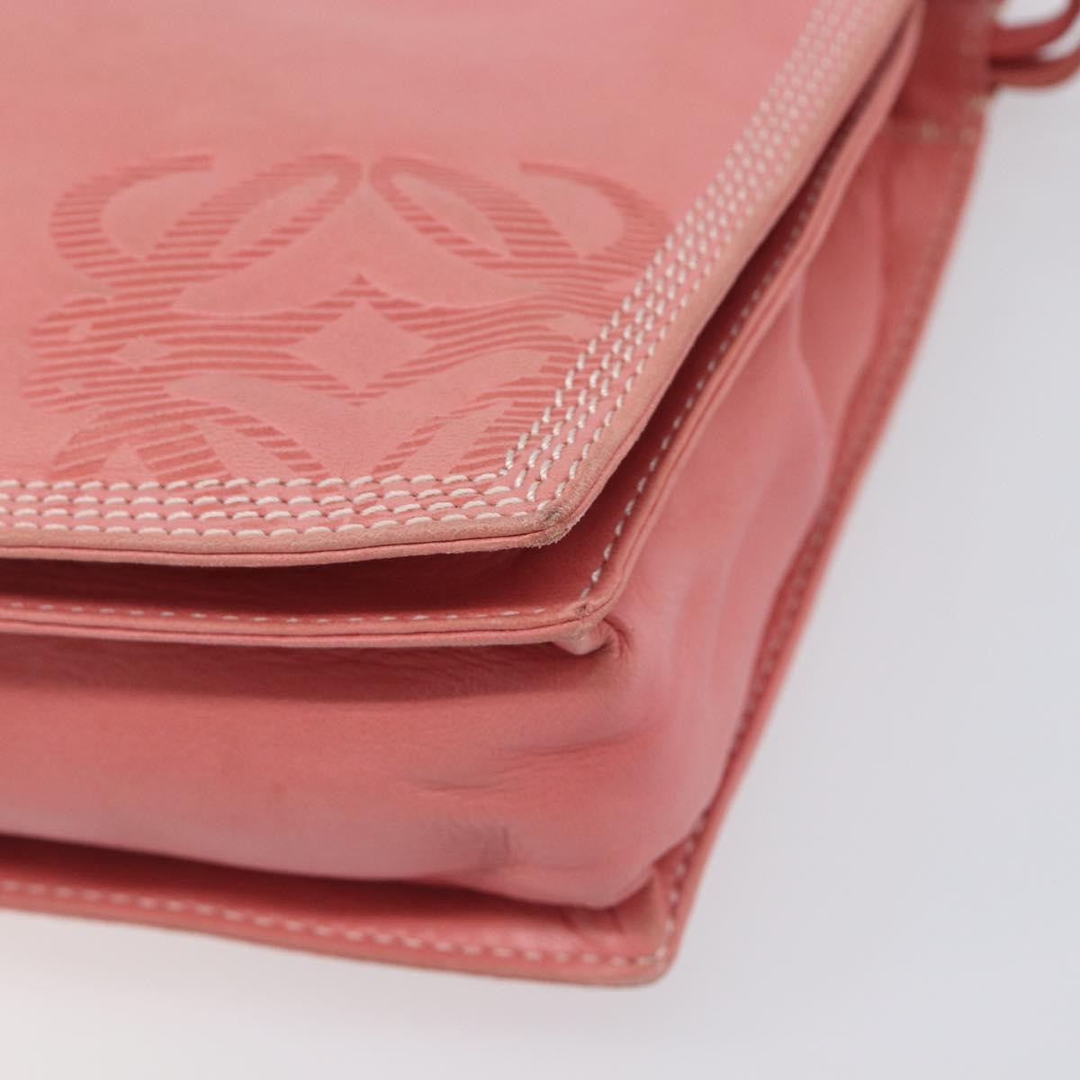 Loewe Shoulder Bag Leather Pink Leather Shoulder Bag Bag (Pre-Owned)