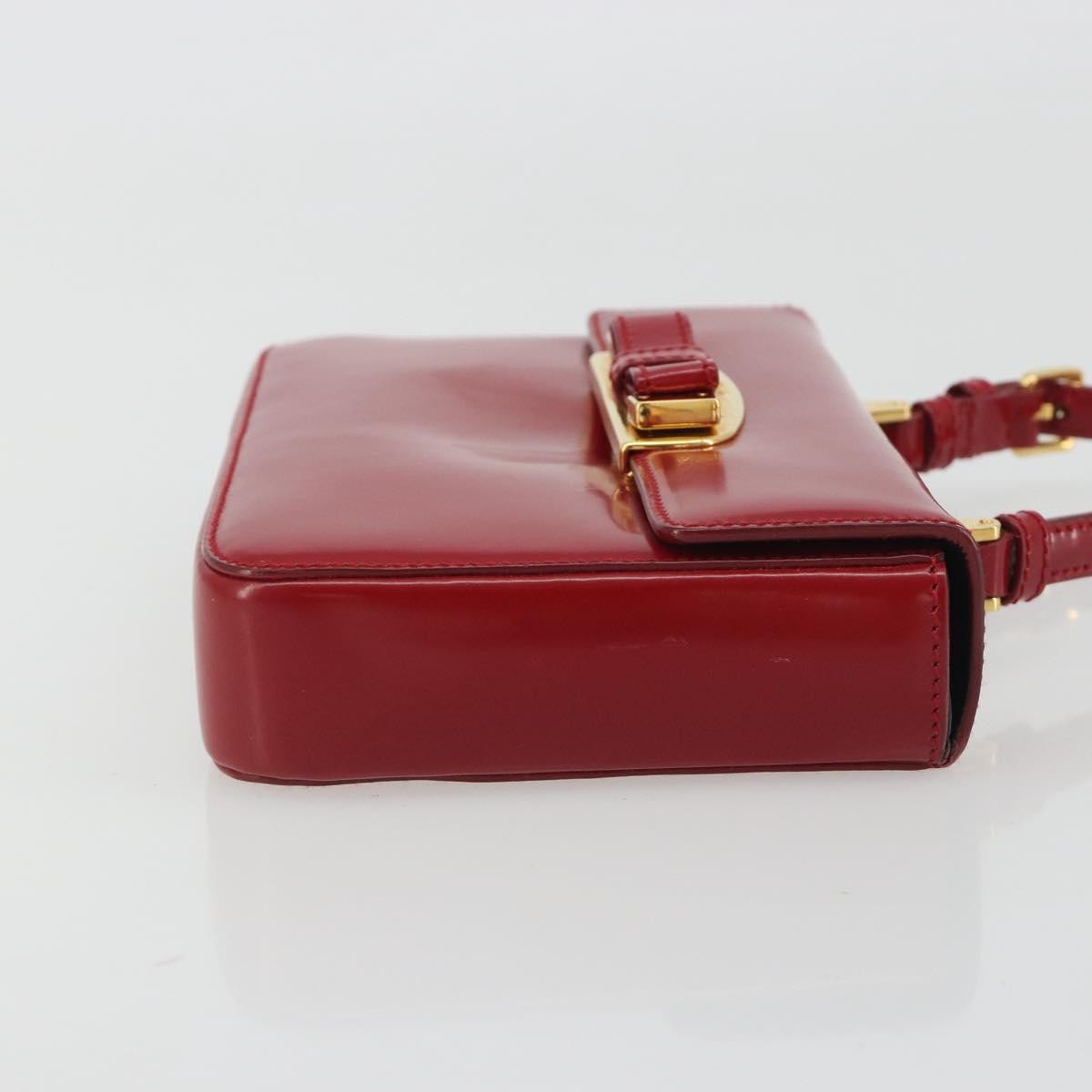 Prada Bow Top Handle Leather Red Leather Handbag (Pre-Owned)