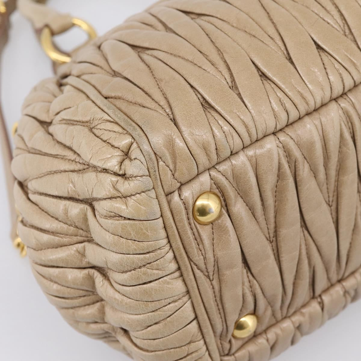 Miu Miu Convertible Dome Satchel Matelasse Leather Beige Leather Handbag (Pre-Owned)