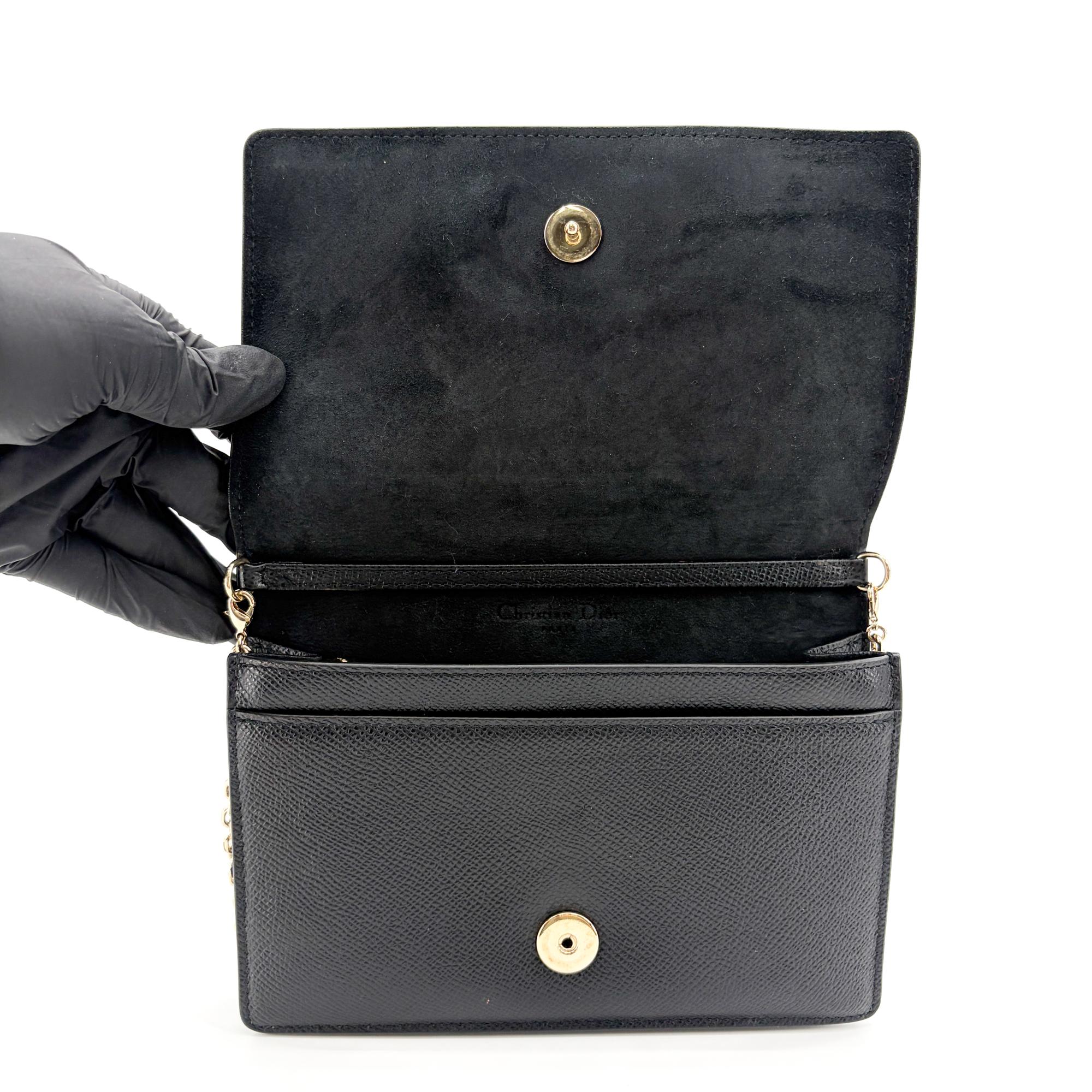 Christian Dior 30 Montaigne 2-In-1 Leather Black Calfskin Clutche & Pouche Bag (Pre-Owned)