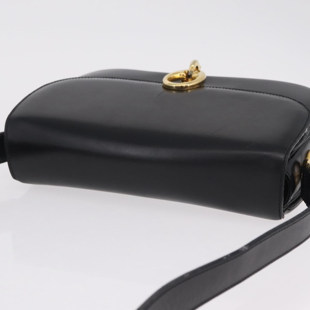 Celine Flap Shoulder Leather Black Leather Shoulder Bag Bag (Pre-Owned)