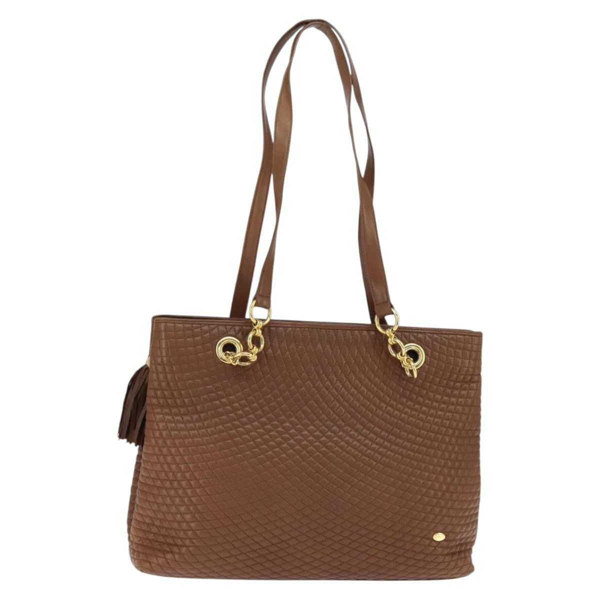 Bally Vintage Leather Brown Leather Tote Bag Bag (Pre-Owned)