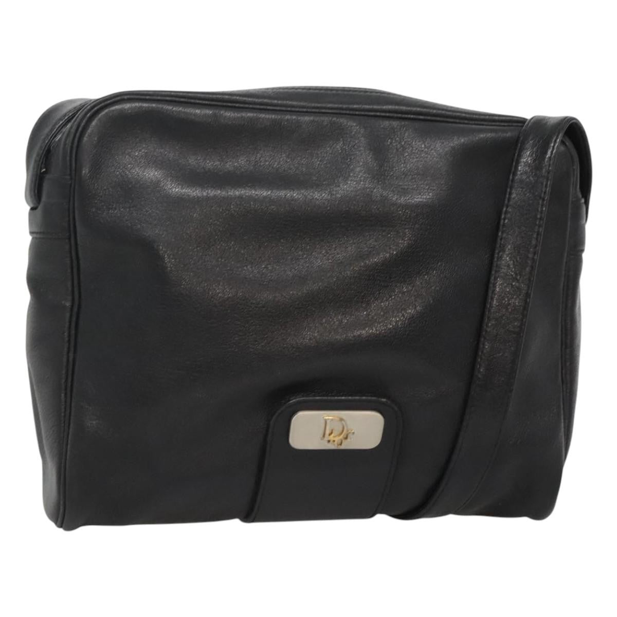 Christian Dior Vintage Leather Black Leather Shoulder Bag Bag (Pre-Owned)
