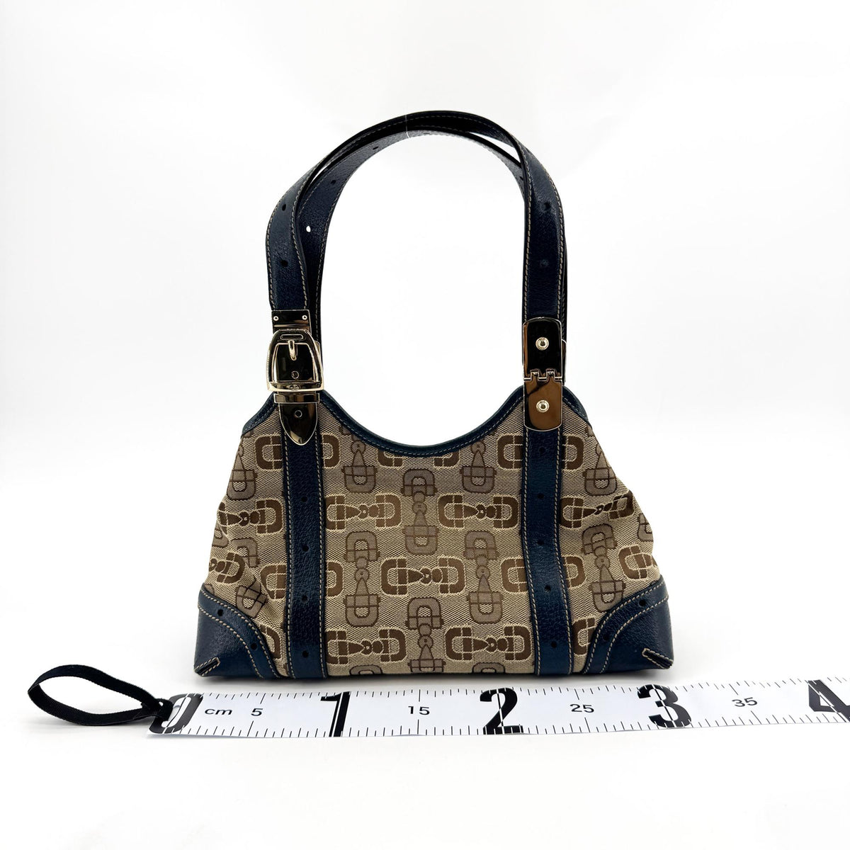 Gucci Horsebit Gg Canvas And Leather Beige Canvas Shoulder Bag Bag (Pre-Owned)