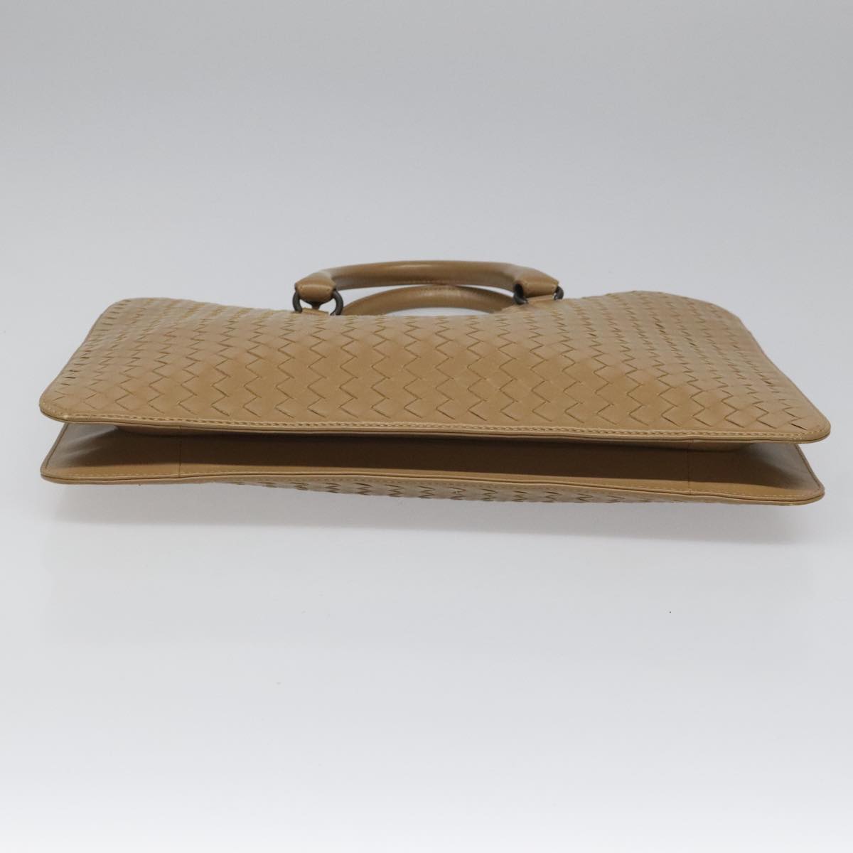 Bottega Veneta Intrecciato Beige Leather Briefcase Bag (Pre-Owned)