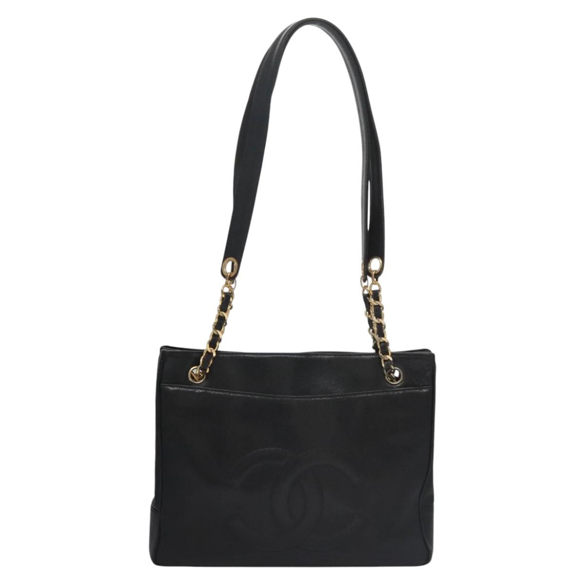 Chanel Cc Totebag Black Leather Tote Bag (Pre-Owned)