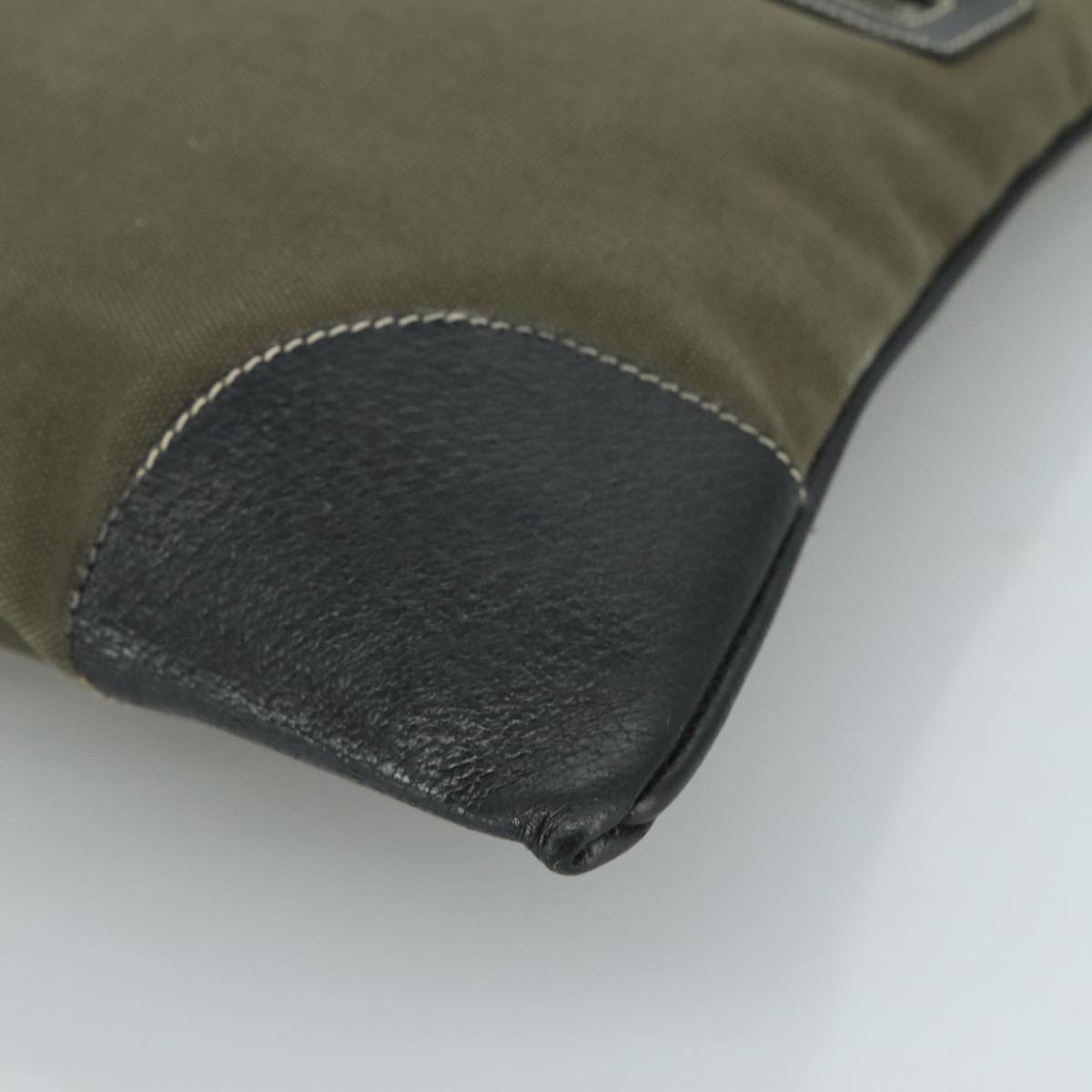 Prada Triangle Logo Khaki Canvas Handbag (Pre-Owned)