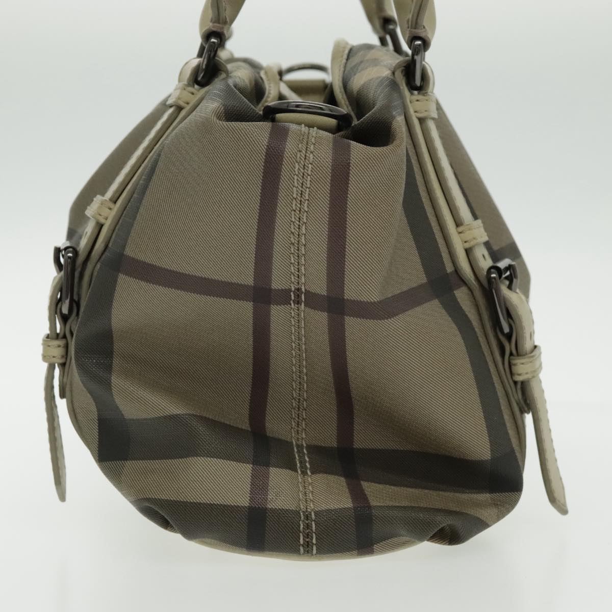 Burberry Nova Check Beige Canvas Handbag (Pre-Owned)