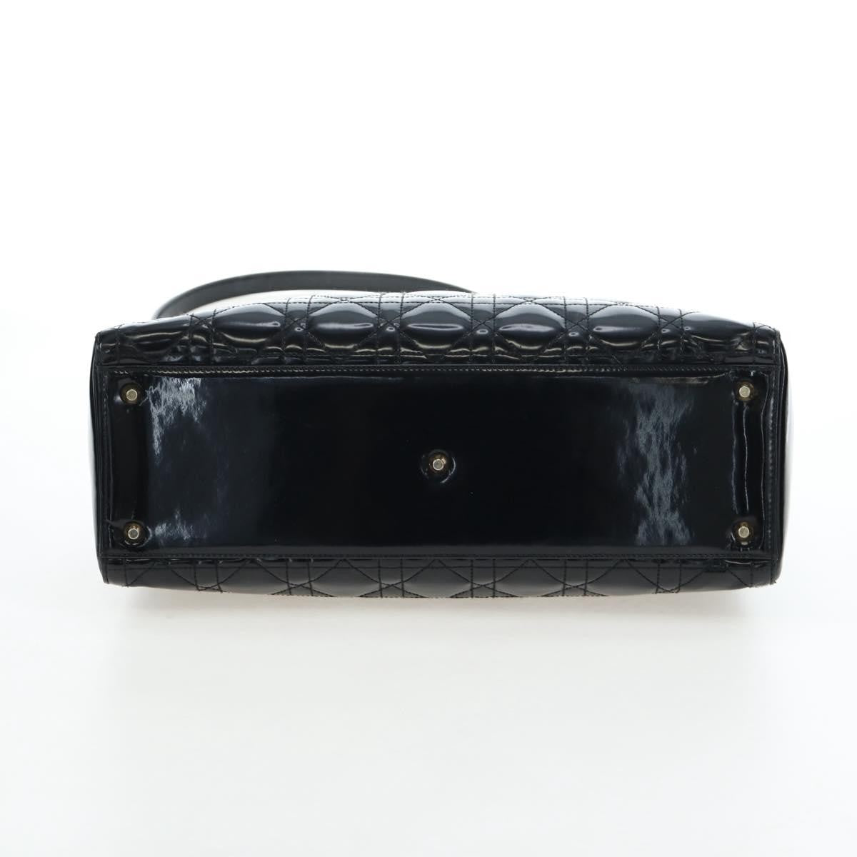 Christian Dior Lady Dior Cannage Black Patent_Leather Handbag (Pre-Owned)