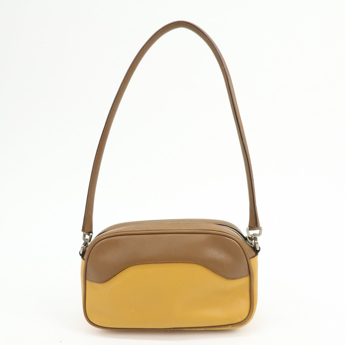 Prada Shoulder Leather Yellow Leather Shoulder Bag Bag (Pre-Owned)
