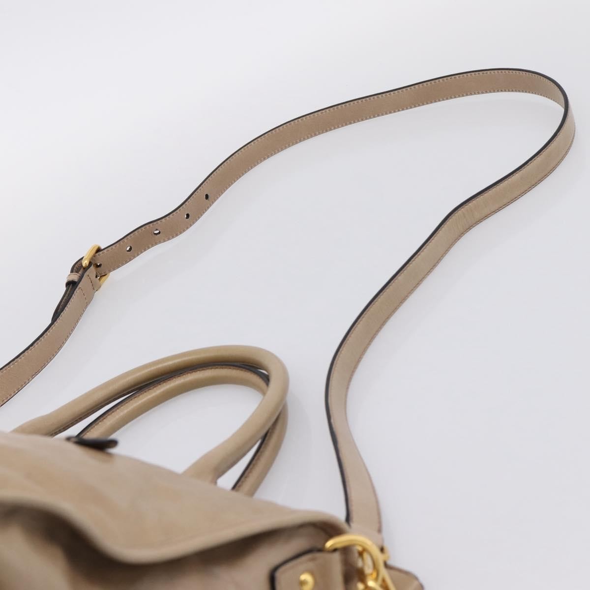 Miu Miu Convertible Bauletto Vitello Shine Beige Leather Handbag (Pre-Owned)