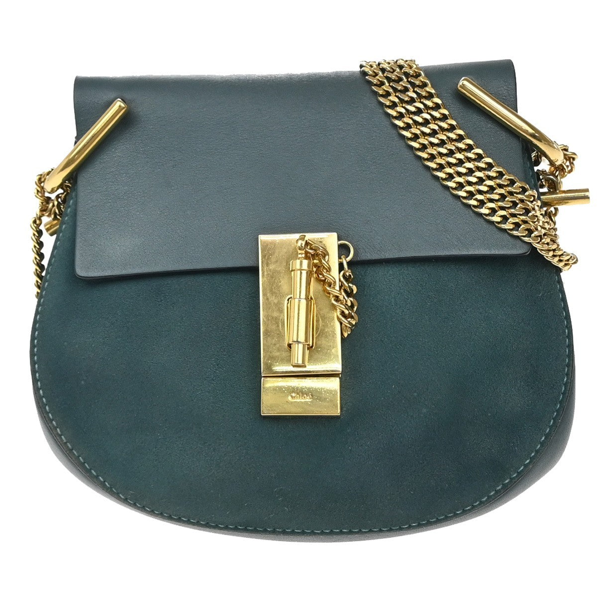 Chloe Drew Leather And Suede Blue Suede Shoulder Bag Bag (Pre-Owned)