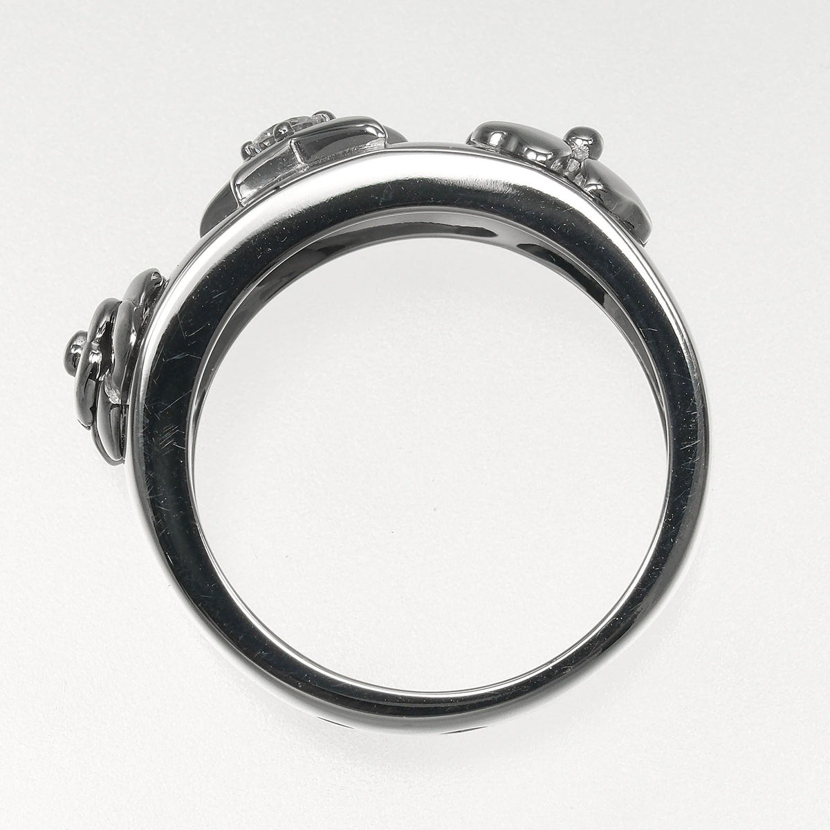 Chanel 3 Symbols 18K White Gold With Diamond Silver White_Gold Ring Jewelry (Pre-Owned)