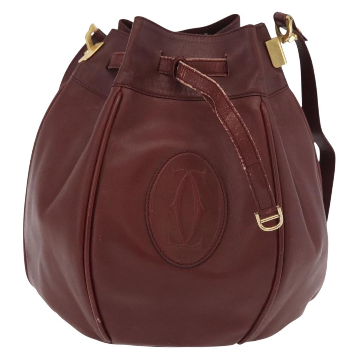 Cartier Must De Cartier Leather Burgundy Leather Shoulder Bag Bag (Pre-Owned)