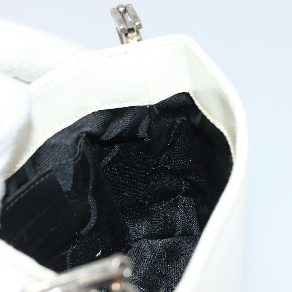 Salvatore Ferragamo Vintage Chain Patent Leather White Patent_Leather Shoulder Bag Bag (Pre-Owned)