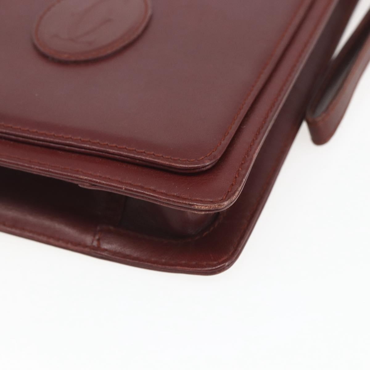Cartier Must De Cartier Clutch Leather Burgundy Leather Clutche & Pouche Bag (Pre-Owned)