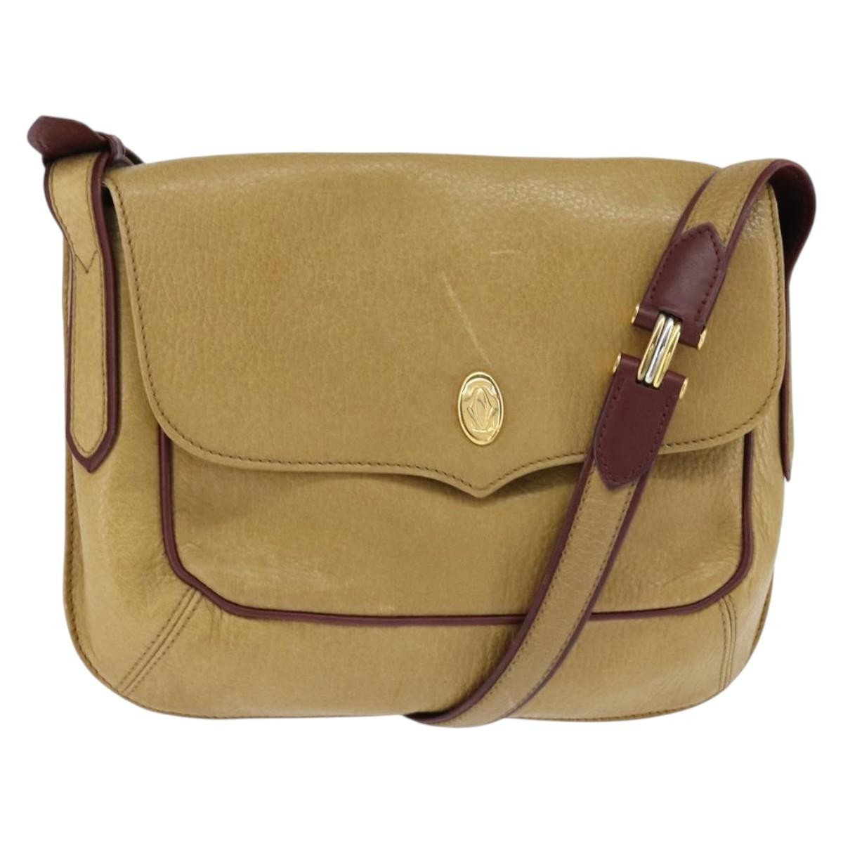 Cartier Must De Cartier Leather Beige Leather Shoulder Bag Bag (Pre-Owned)