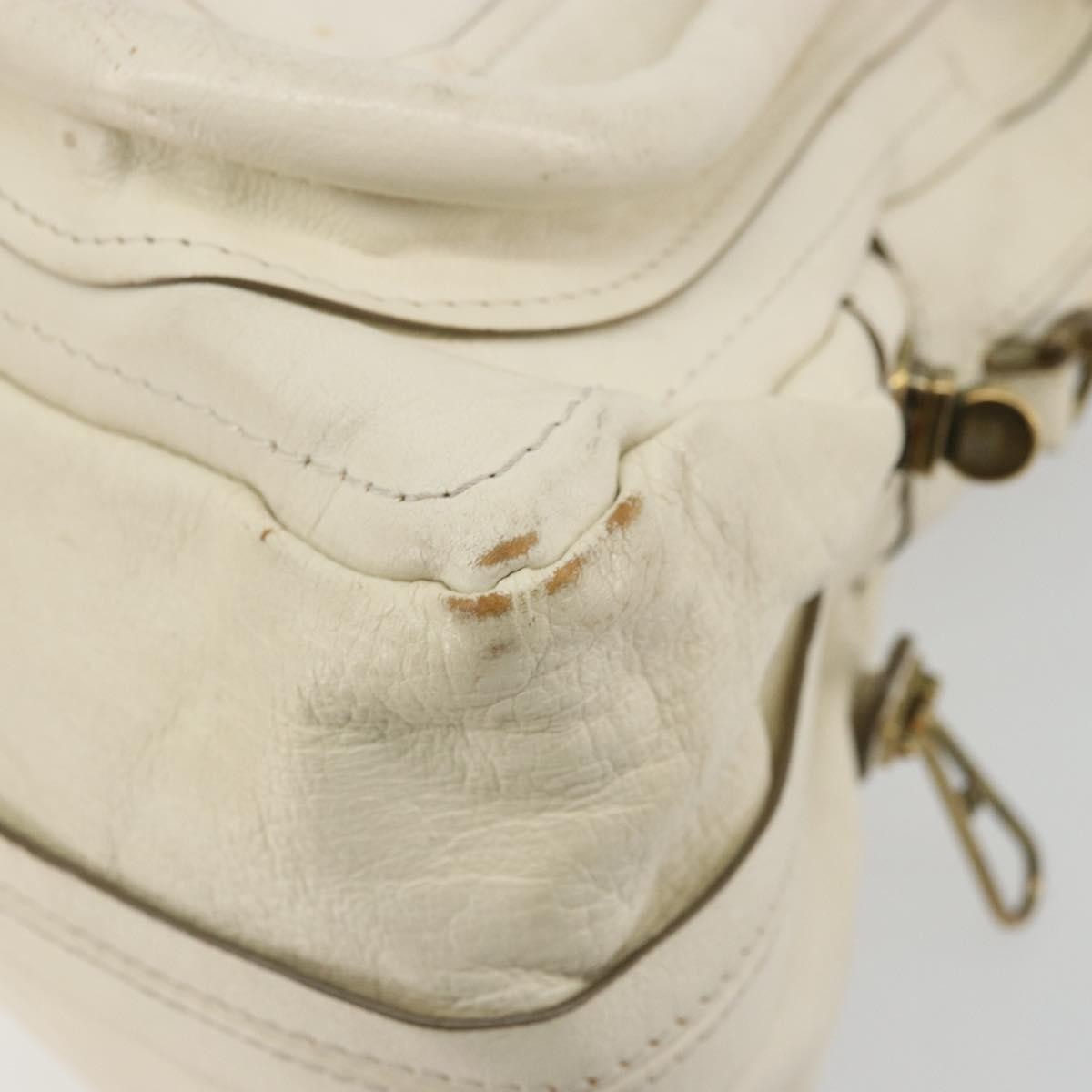 Chloe Paraty Top Handle Leather White Leather Handbag (Pre-Owned)