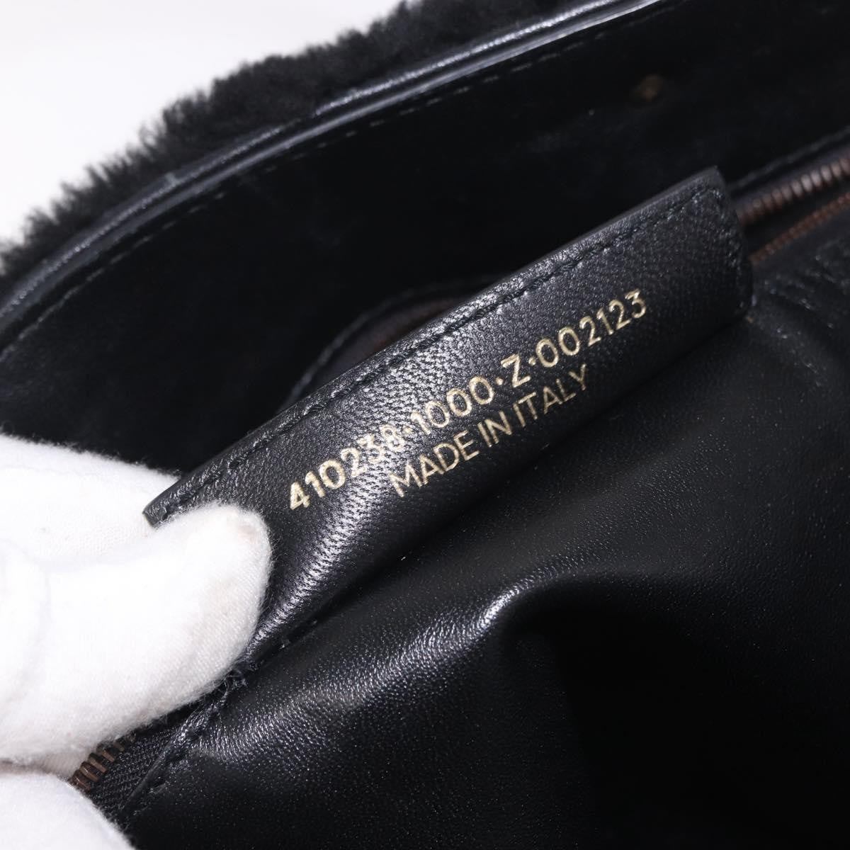 Balenciaga Papier A4 Classic Studs Shearling Black Fur Handbag (Pre-Owned)