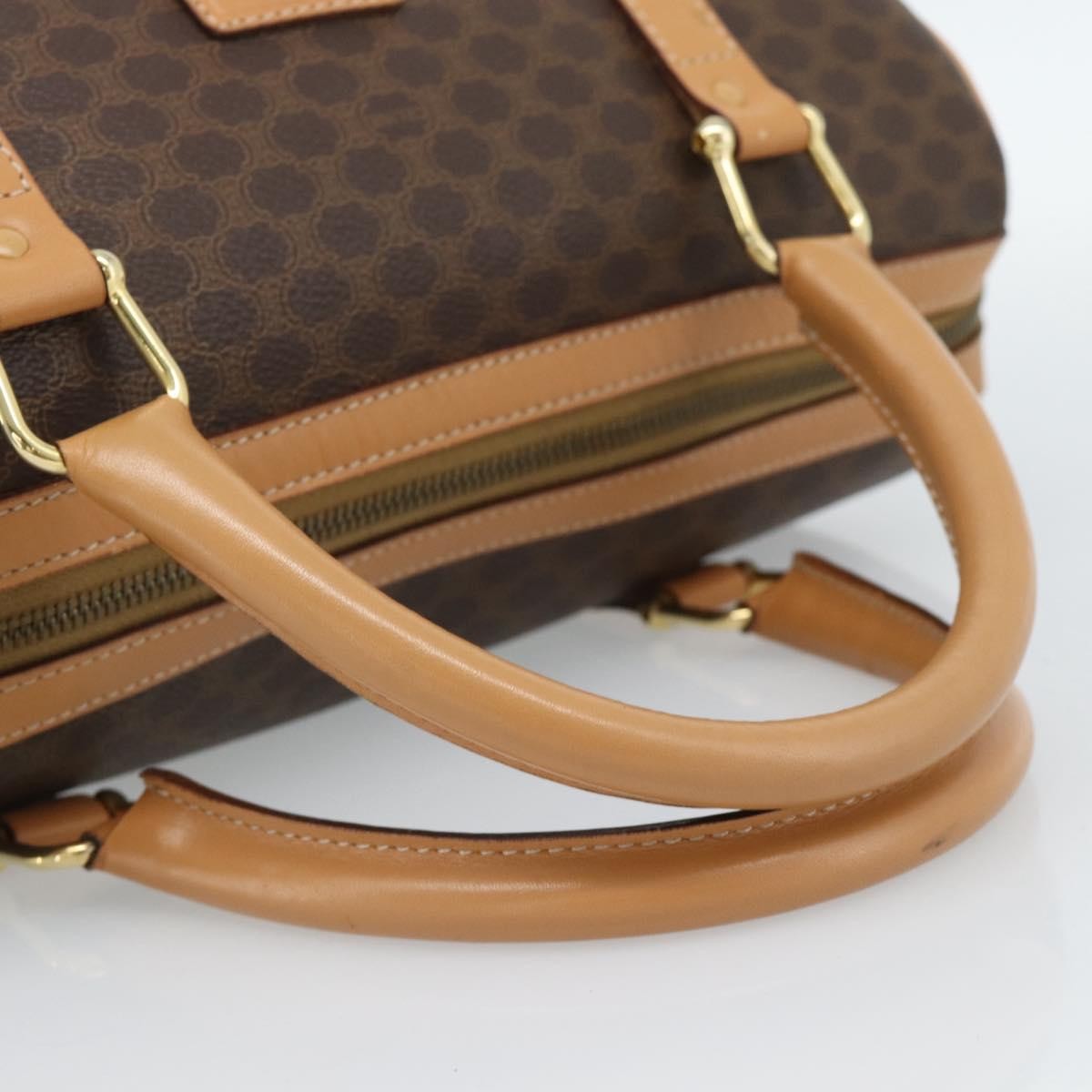 Celine Vintage Boston Macadam Coated Canvas Brown Pvc Handbag (Pre-Owned)