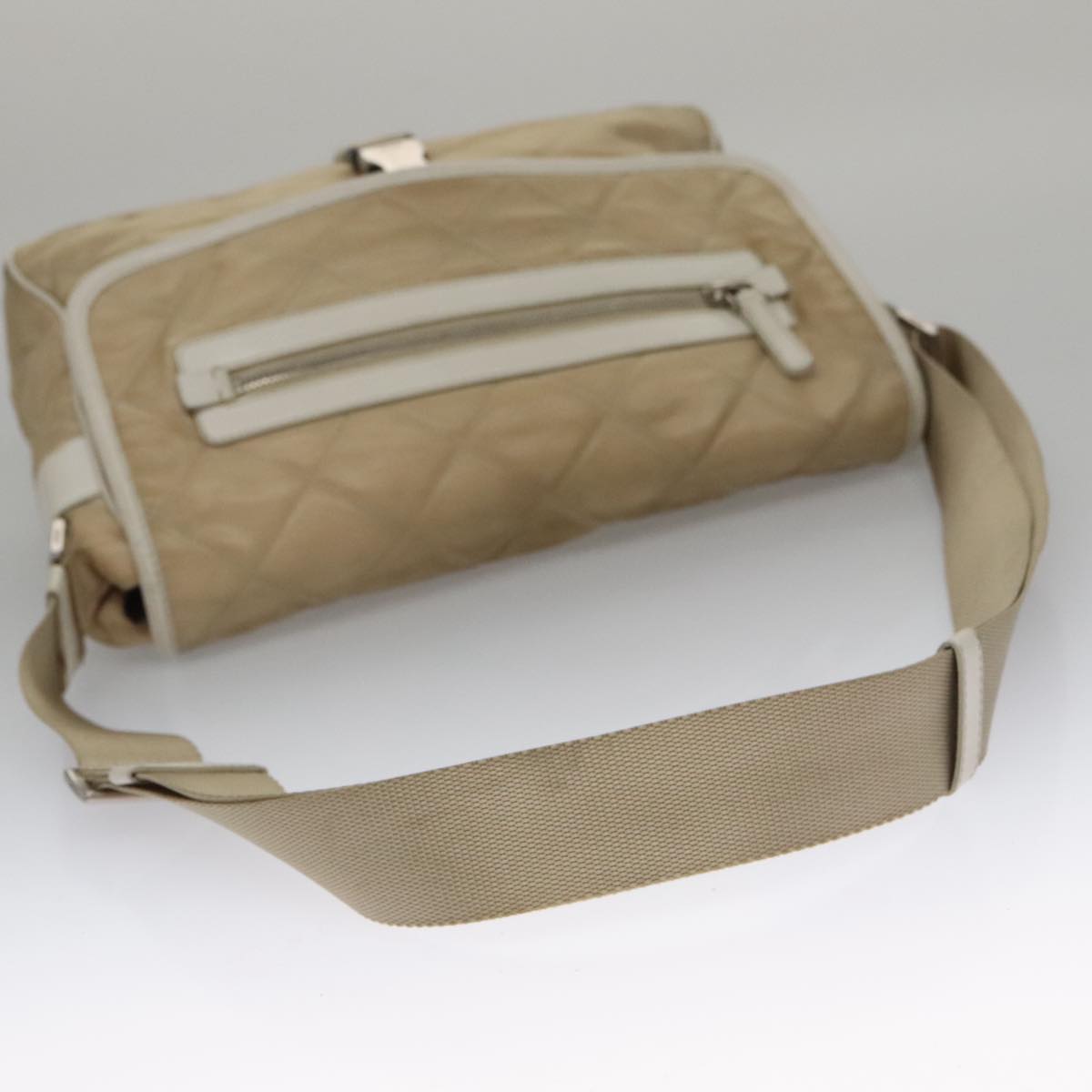 Prada Tessuto Beige Synthetic Shoulder Bag (Pre-Owned)