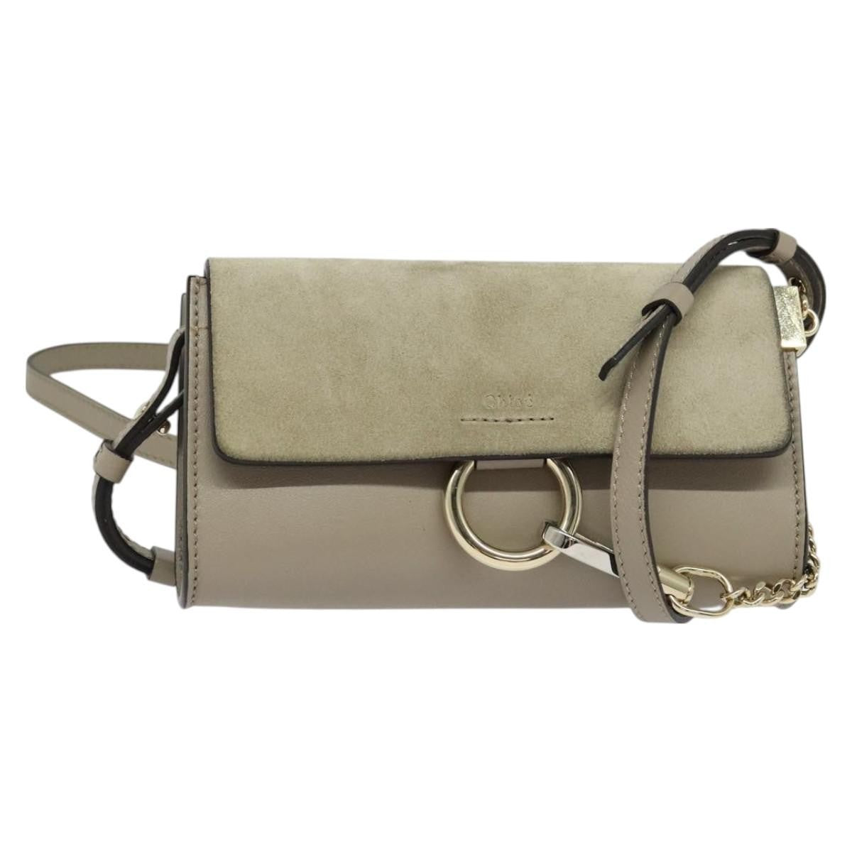 Chloe Faye Leather And Suede Beige Leather Shoulder Bag Bag (Pre-Owned)